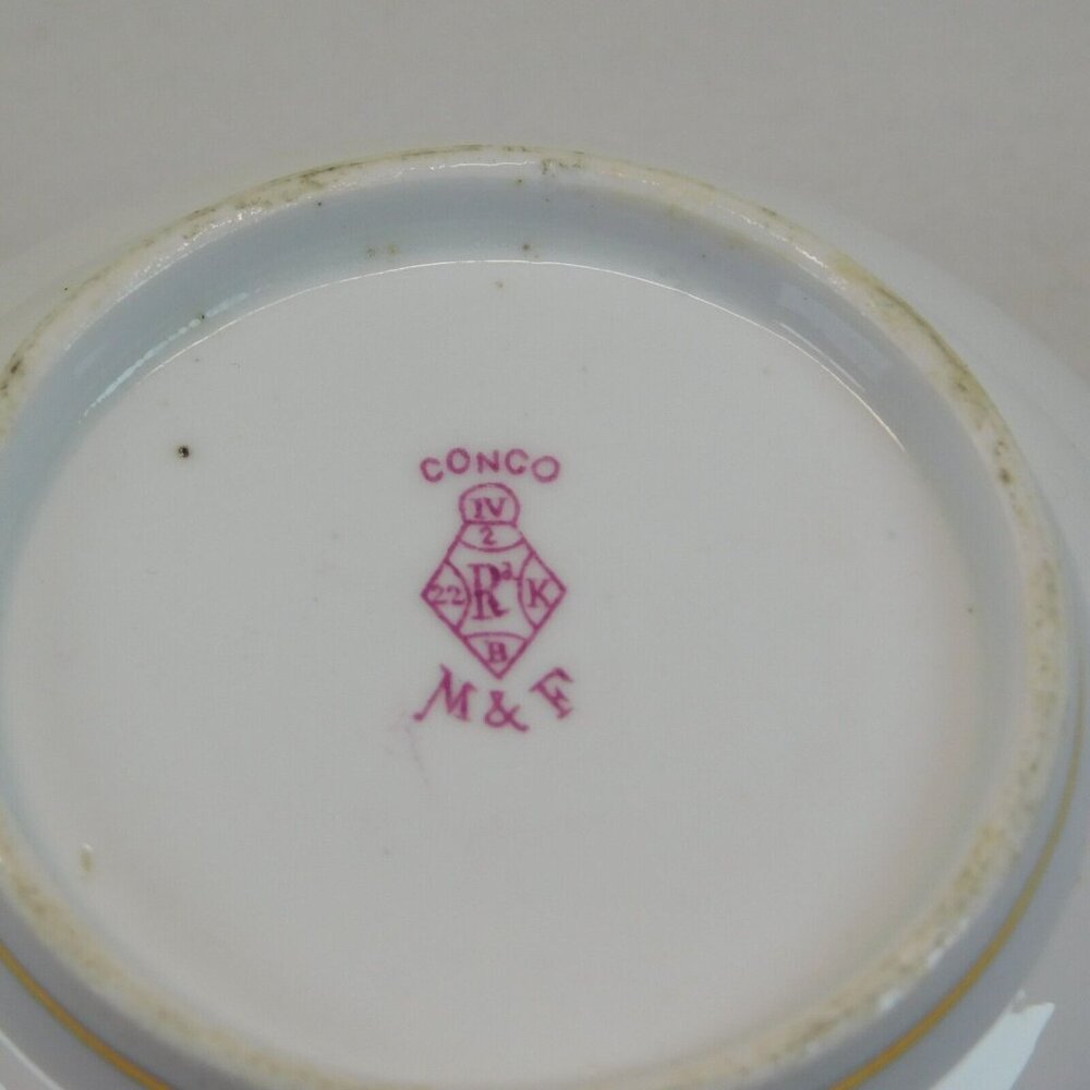 Meigh Forester Congo Fine China White Pink Gold Trim Round Bowl 4 1/8" Antique - Picture 8 of 9